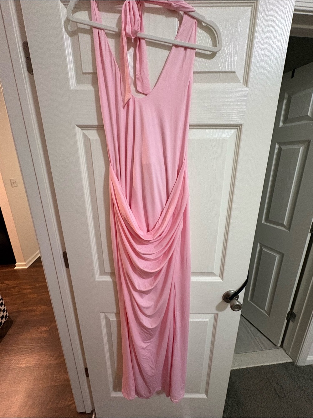Showpo Pink Draped Halter Maxi Dress